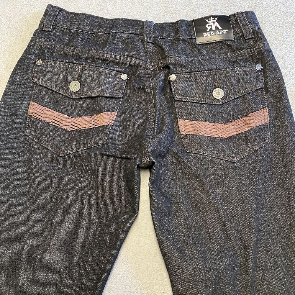 Red Ape‎ Jeans 36x30 Black Denim Baggy Hip Hop Skate Y2K Flap Pocket